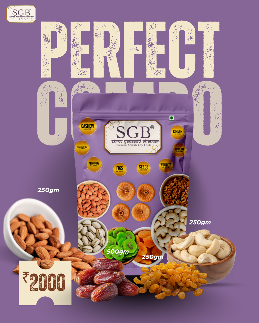 Dry Fruits Combo - Raisin, Cashew, Almonds and Medjoul Dates